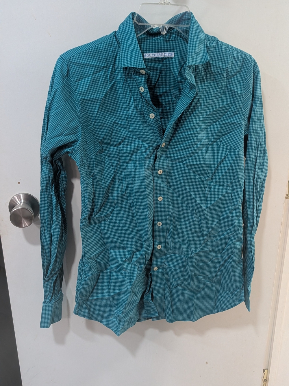 Southern Tide Teal Micro-Check Button-Down Shirt